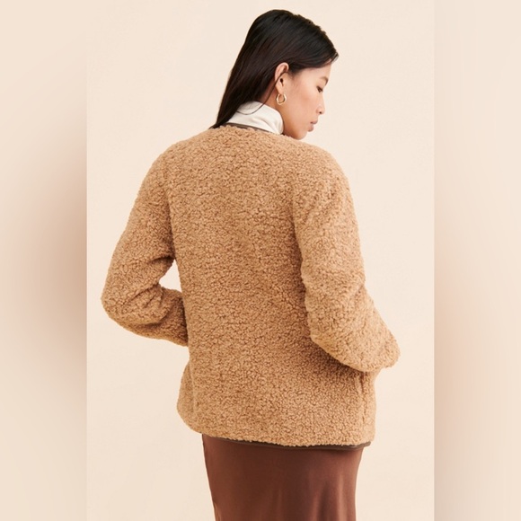 Avec Les Filles Faux Fur Toggle Coat Sherpa Shearling Brown - Picture 4 of 16